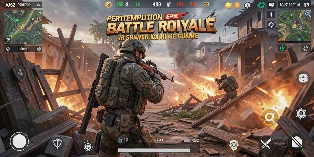 Gameplay seru AA62 dalam pertempuran Battle Royale.