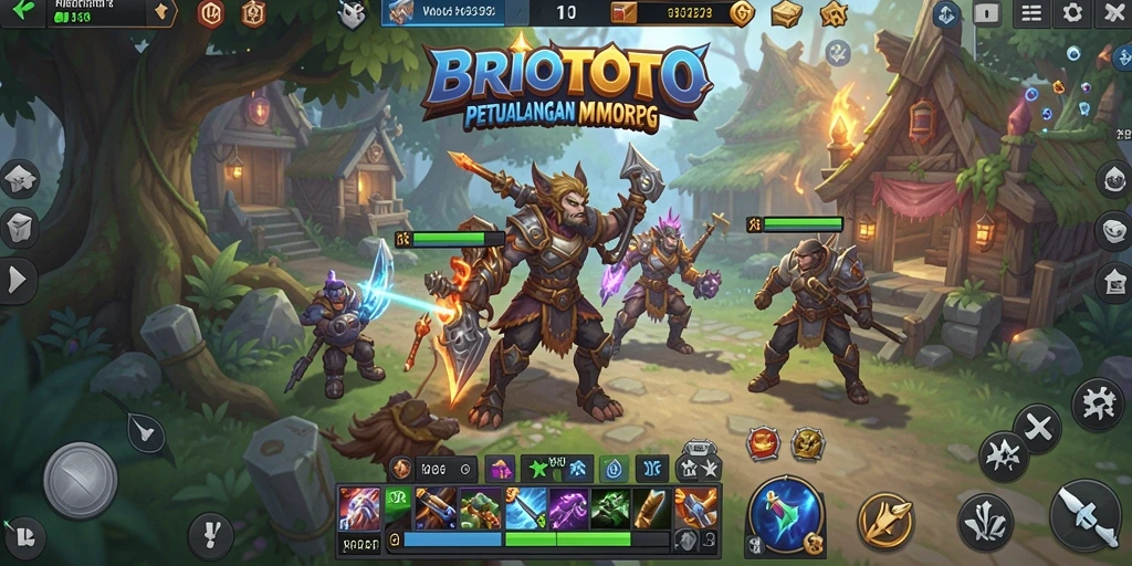 Tangkapan layar BRIOTOTO menunjukkan aksi seru dalam pertempuran MMORPG.