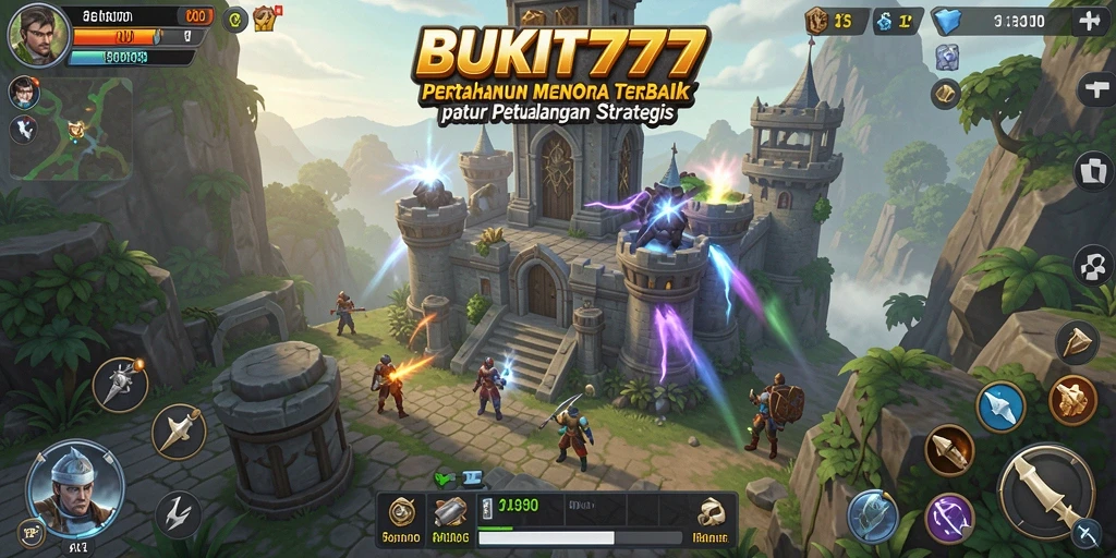 Tampilan gameplay menara pertahanan BUKIT777 yang menarik dan dinamis.