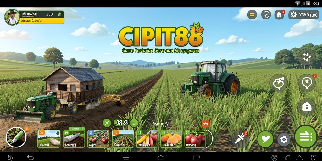 Screenshot gameplay CIPIT88 menunjukkan keindahan lahan pertanian yang dikelola pemain.