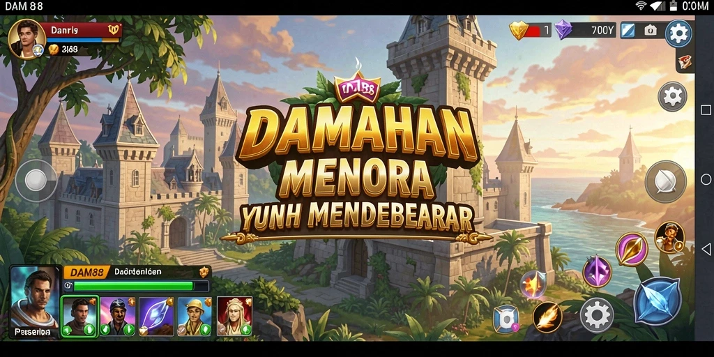 Screenshot menunjukkan menara bertahan dari gelombang musuh dalam game Tower Defense.