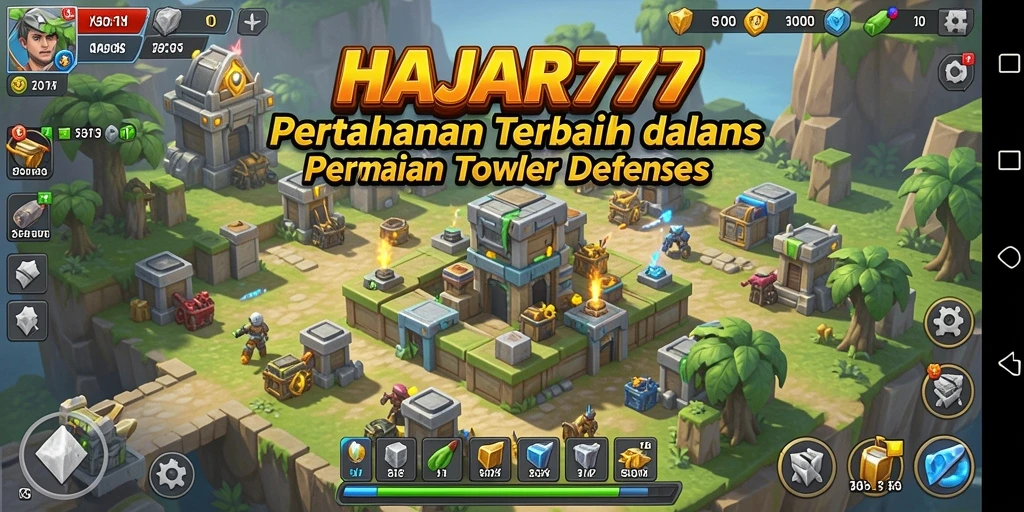 Tampilan gameplay menegangkan dalam HAJAR777 yang menunjukkan strategi Tower Defense yang mendalam.