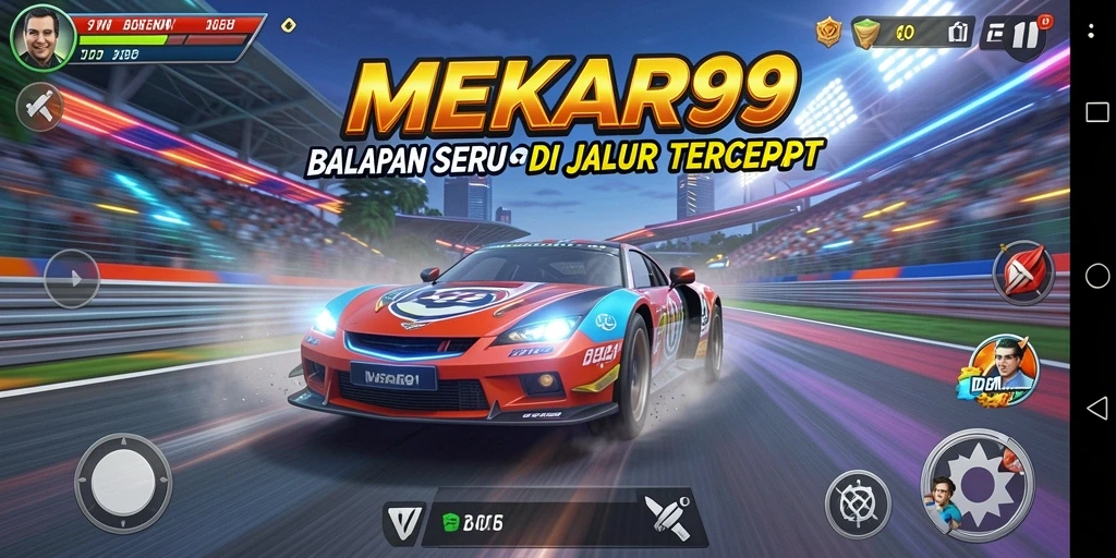 Gameplay seru dengan mobil balap tercepat di lintasan.