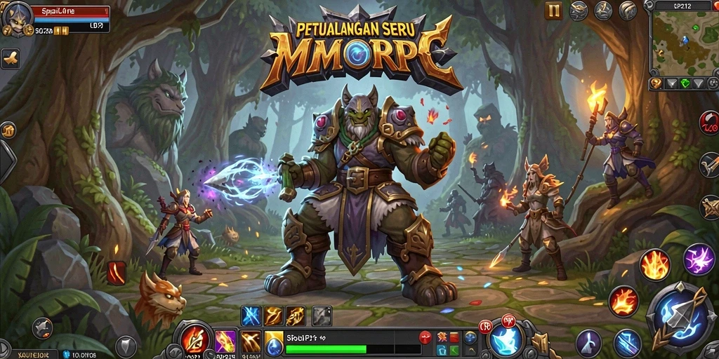 Tangkapan layar SP212 menampilkan aksi pertarungan epik dalam dunia MMORPG.