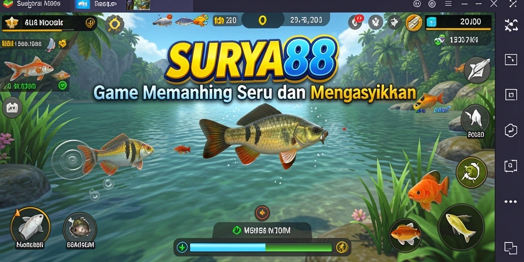 Tampilan gameplay SURYA88 dengan aksi memancing yang seru dan menarik.